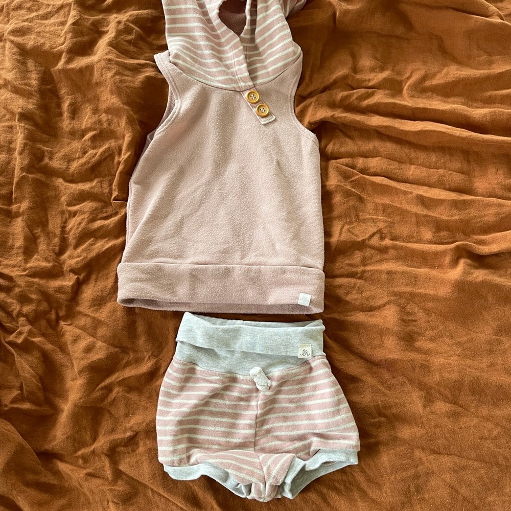 Lulu & Roo Rose Button Hoodie & Shortie Set